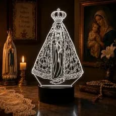Luminária Led 3D Dia das Mães Nossa Senhora Abajur Presente Criativo Decoração Multicores