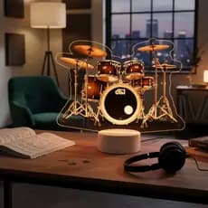 Luminária LED UV Colorida Bateria Baterista Banda Música Presente Criativo