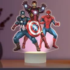 Luminária LED UV Colorida Herois Marvel Homem Aranha Ferro Capitão América Presente Criativo