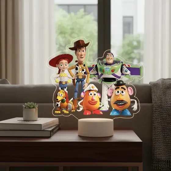Luminária LED UV Colorida Toy Story Woody Buzz Presente Criativo