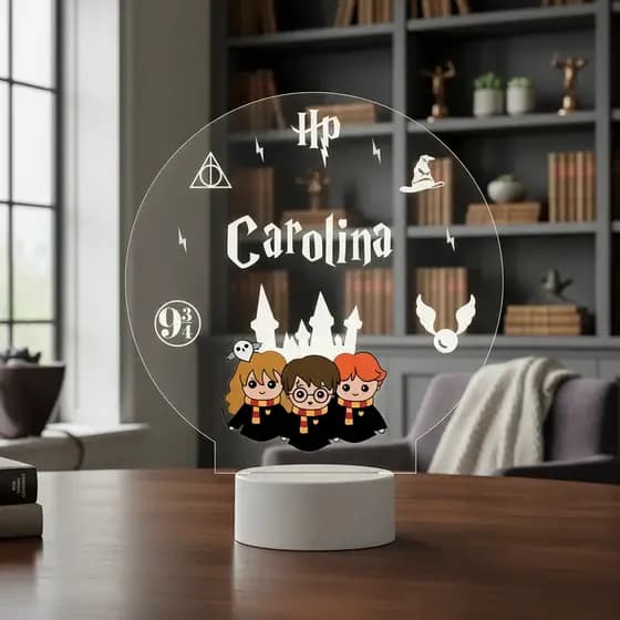 Luminária Led Uv Harry Potter Personalizada Presente Abajur
