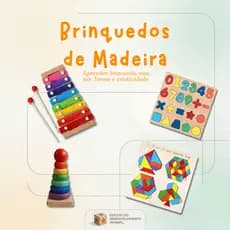 Brinquedo Montessori com xilofone, torre de encaixe, tangram e encaixe quadrado