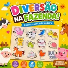 Brinquedo Educativo Quebra-Cabeça Madeira Montessori Infantil Bebê Coordenação Motora fazendinha