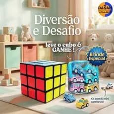 KIT CUBO MAGICO+ 6 CARRINHOS DE BRINDE PARA SUA CRIANÇA