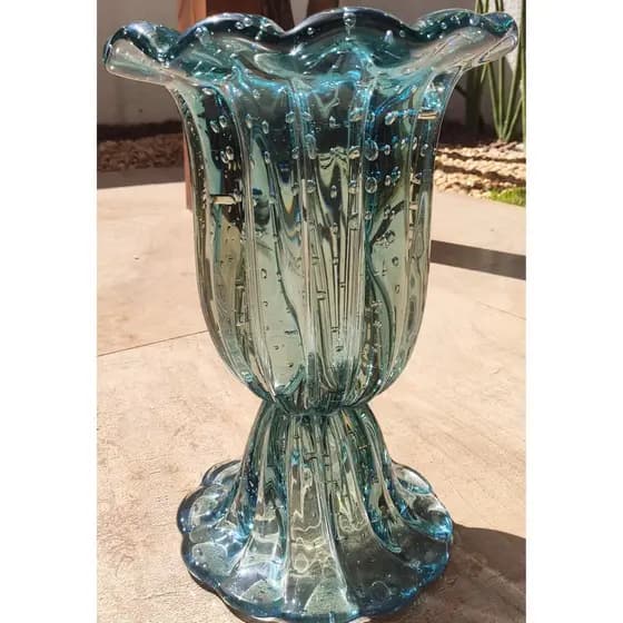 Vaso De Decoração Em Murano Modelo: Buquê, Azul Aquamarine
