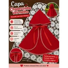 Capa Infantil Chapeuzinho Vermelho com acabamento xadrez