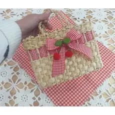 sacola de palha picnic cereja - cesta picnic infantil