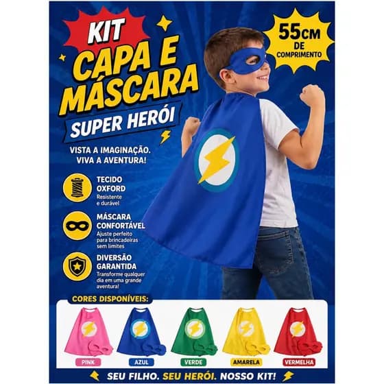 capa e máscara super herói lembrança de aniversário infantil