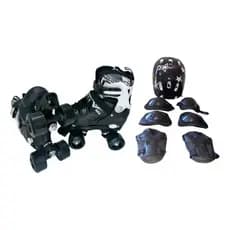 Patins  Quad Preto/Branco Infantil E Adulto Tamanho Ajustável