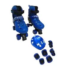 Patins Quad Azul Regulável+ Kit Proteção