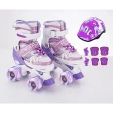 Patins Quad Unicórnio Roxo Lindo Tam./ajustável + Kit Proteção