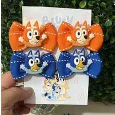 Par de Laços Infantil Blueey e Bingoi  Laço Infantil Laço de Cabelo Xuxinha Bingo e Bluey Tiara Infantil Bingo e Bluey.