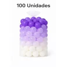 100 Unidades de Bolinha Plástica Colorida Roxo, Branco, Transparente e Lilás Piscina Bolinhas 25, 50 e 100 - Não Amassam
