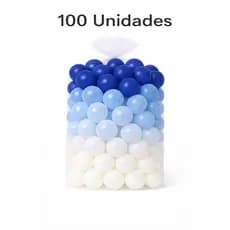 100 Unidades de Bolinha Plástica  Azul Escuro, Azul bebê, Transparente e Branco Piscina Bolinhas 25 50 e 100 Não Amassam