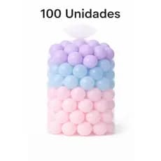 100 Unidades de Bolinha Plástica Colorida tom pastel Rosa, Azul e Lilás Piscina Bolinhas 25, 50 e 100 - Não Amassam
