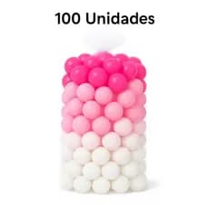 100 Unidades de Bolinha Plástica Colorida Rosa Pink e Branca Piscina Promoção 15, 50, 100 e 200- Não Amassam