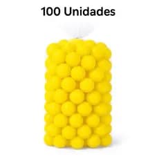 100 Unidades de Bolinha Plástica Amarela Piscina Promoção 15, 25, 50 e 100 - Não Amassam
