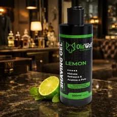 Shaving Gel 500ml OldWolf Menthol Lemon Transparente Profissional Para Barba Pezinho Contorno Navalhado Barber kit 1 a 2