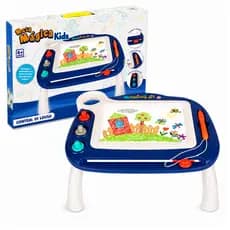 Mesa Infantil Didática Lousa Mágica Educativa Com Caneta Magnética Apagador Carimbos Geométricas