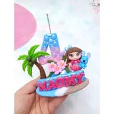 vela em biscuit personalizada do stitch, lilo