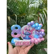 vela em biscuit do Stitch/ stitch e lilo/ stitch e angel