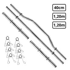 Kit Barras Ocas 40cm e 1.20m e Barra W 1.20m Academia Treino