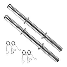 Kit Par De Halteres Barras Fitness Tubo Oca 40cm Prata com Presilhas