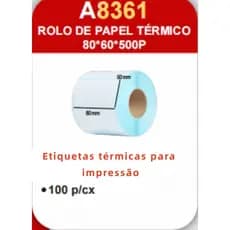 Kit Rolos de Etiquetas Adesivas Cor branco 80mm x 60mm Térmica