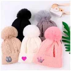 Touca Infantil Inverno Forrada Lã Pompom Cores Sortidas para moda infantil