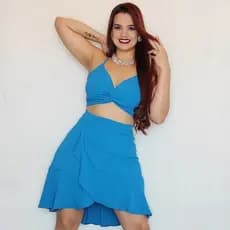 Saia Envelope Cropped Conjunto Moda feminina Versatil Moda Blogueira Tendência