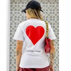 Blusa T-shirt feminina dama de copas dame de coeur tamanho G 100% algodão menegotti camiseta