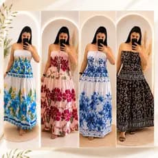 Vestido Longo Estampado Liso Elegante Festa Praia Estilo Casual Moda 2026 ENVIO RAPIDO