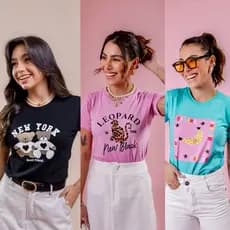 Blusa feminina estampada frases frutas T-shirt plus size 100% algodão camiseta GG G1 G2