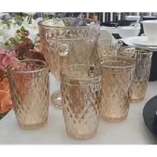 Jogo Jarra 1 Litro 6 Taças 260ml  Água Suco Rose