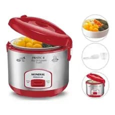 Panela Elétrica De Arroz Mondial 6 Xícaras Pe-43 Inox 110v