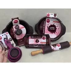 Kit Silicone C/ Medidor Retrátil Formas E Rolo Para Massa