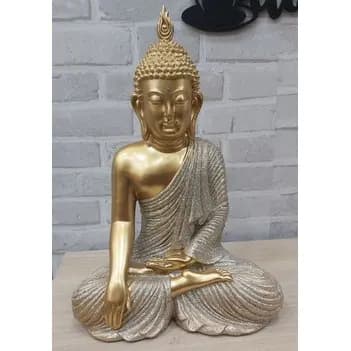 Estátua Do Buda Grande Dourado    Resina 34cm