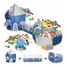Barraca Tenda Infantil Túnel 3x1 Com Piscina Para Bolinhas Astronautas Cesta Basquete Brinquedo