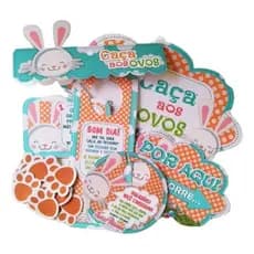 20 Kit Caça Aos Ovos Coelho Páscoa Brincadeira