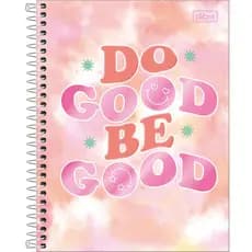 Caderno Espiral Capa Dura Colegial 1 Matéria Good Vibes 80 Folhas - Sortido