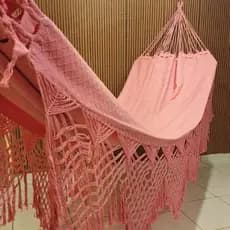 rede de descanso dormir rosa bebê casal luxo gigante Algodão suporta 300kg varandas artesanal