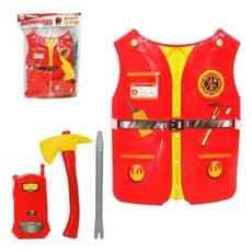 a a Kit Bombeiro Com Colete + Machado + Radinho Vermelho ou para esquerda para mudar a ordem