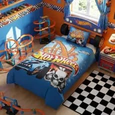 Edredom Hot Wheels Solteiro Dupla Face 3 Peças