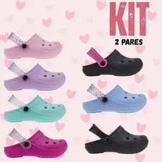 Kit 2 Pares Sandália Babuche Meninas Infantil Varias Cores Delicadas Glitter Conforto Extremo