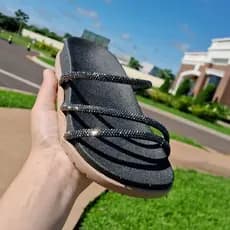 Sandália Infantil Menina Papete Birken Glitter Conforto Macia Leve Antiderrapante Tratorada