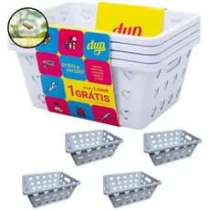Kit 4 Cesto Organizador Coração Dup Branco Prática Cesta Versátil