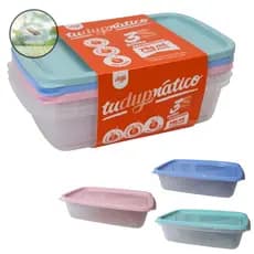 Potes Herméticos Dup Tuduprático Atlanta 785ml Kit 3 Micro-Ondas Lava-Louças Freezer Bpa Free