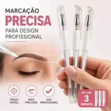 Kit 3 Canetas Gel Branca Marcação Sobrancelha Design Micropigmentação Microblading
