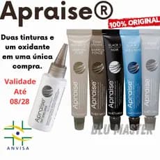 2 Tintas Apraise kit 2 cores + 1 Oxidante Cílios  Sobrancelhas Barba Tintura 20ml Original c/ Anvisa