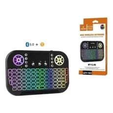 Mini Teclado Exbom Sem Fio Bluetooth LED RGB com Touchpad PretoMini Teclado  Sem Fio Bluetooth LED RGB com Touchpad